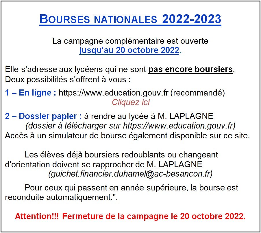 Bourses nationales